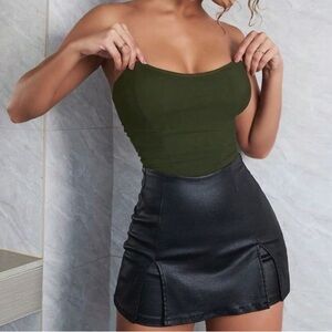 Navy green body suit